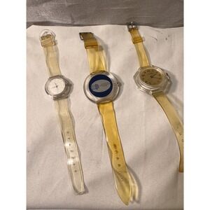 Vintage Transparent Watch Lot Nelson Le Watch Customtime Digital Jelly Skeleton